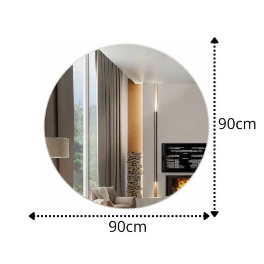 Espejo redondo decorativo grande de 90 x 90 cm – Oferta