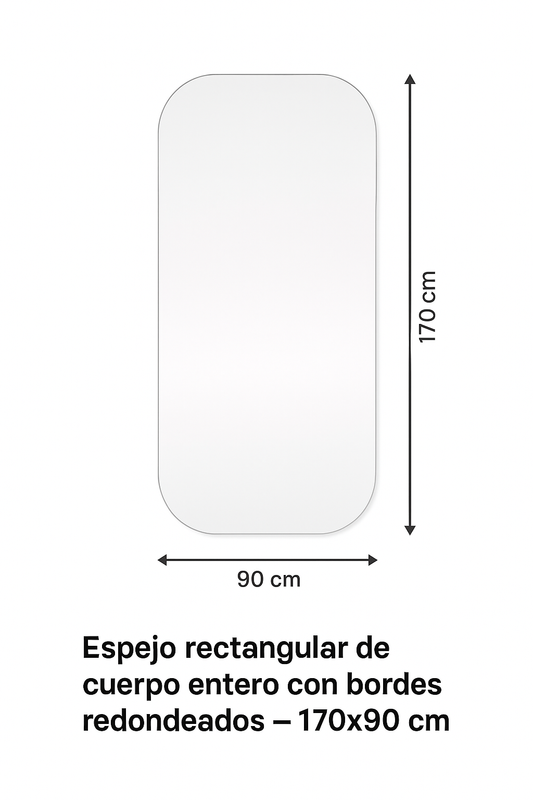 Espejo rectangular de cuerpo entero con bordes redondeados | 170 x 90 cm