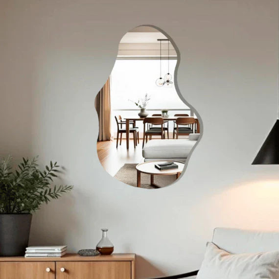 Espejo de cuerpo entero grande con aspecto biológico, 115 x 60 cm, pulido, decorativo, en oferta.