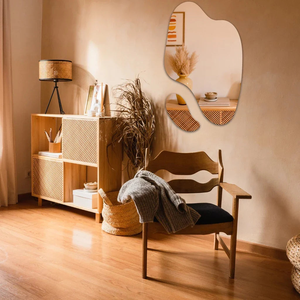 Espejo orgánico grande y elegante – decorativo abstracto futurista (juego de 2 piezas) – Oferta