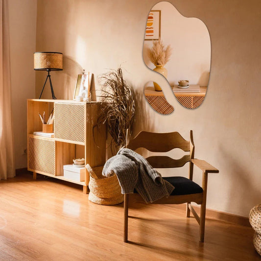 Espejo orgánico grande y elegante – decorativo abstracto futurista (juego de 2 piezas) – Oferta