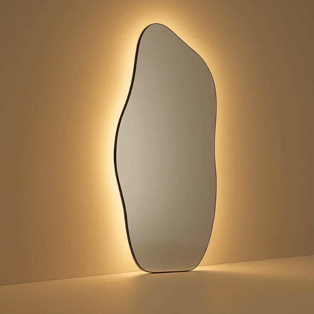 Espejo de cuerpo entero grande Lopazzi de algodón orgánico con LED de tacto cálido/frío, 115 x 60 cm – Oferta