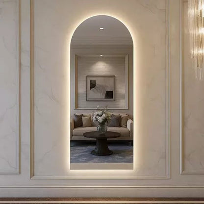 Espejo ovalado de Pinterest con base recta y LED de 150 cm / 170 cm – Oferta