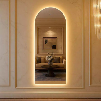 Espejo ovalado de Pinterest con base recta y LED de 150 cm / 170 cm – Oferta