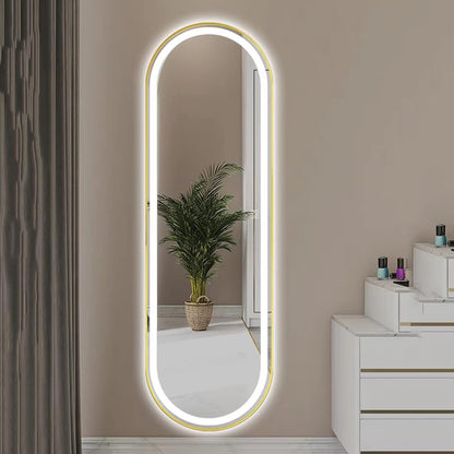 Espejo Pinterest ovalado con LED táctil – Emery 170x70 cm – ¡Oferta especial!