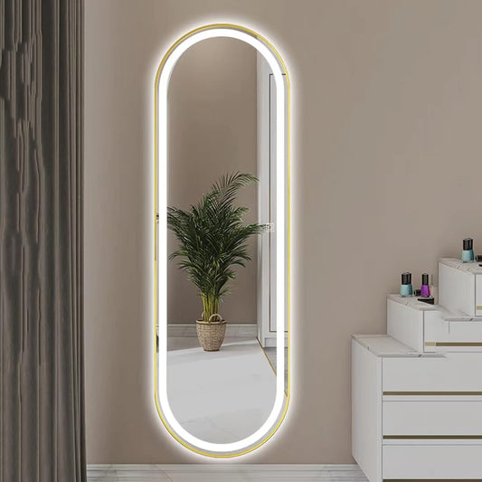 Espejo Pinterest ovalado con LED táctil – Emery 170x70 cm – ¡Oferta especial!