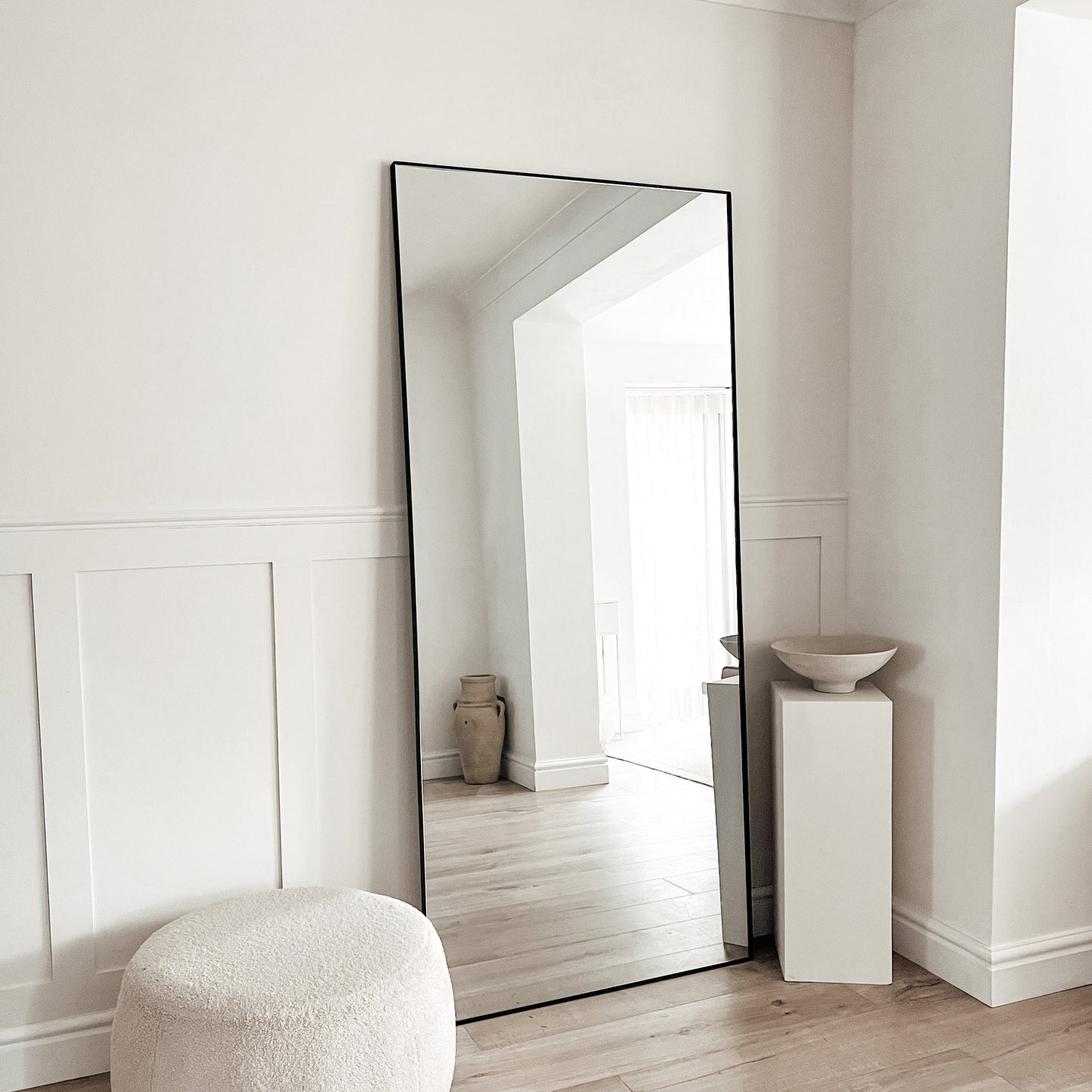 Xavril – Espejo rectangular grande de cuerpo entero, fabricado en metal negro, 179 cm x 80 cm.