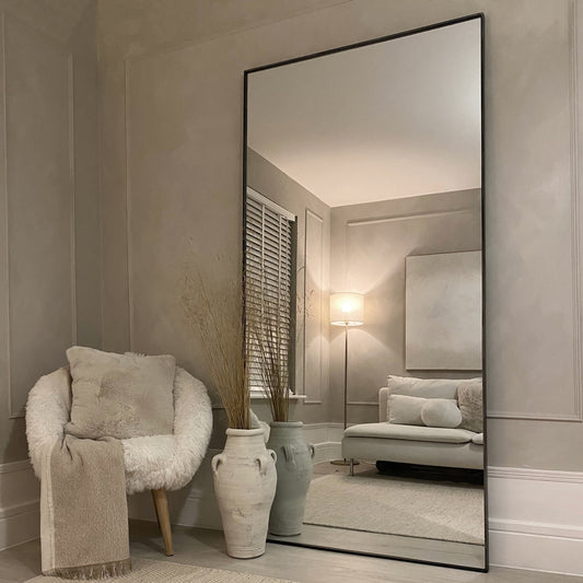 Xavril – Espejo grande de metal negro de cuerpo entero, 200 cm x 100 cm