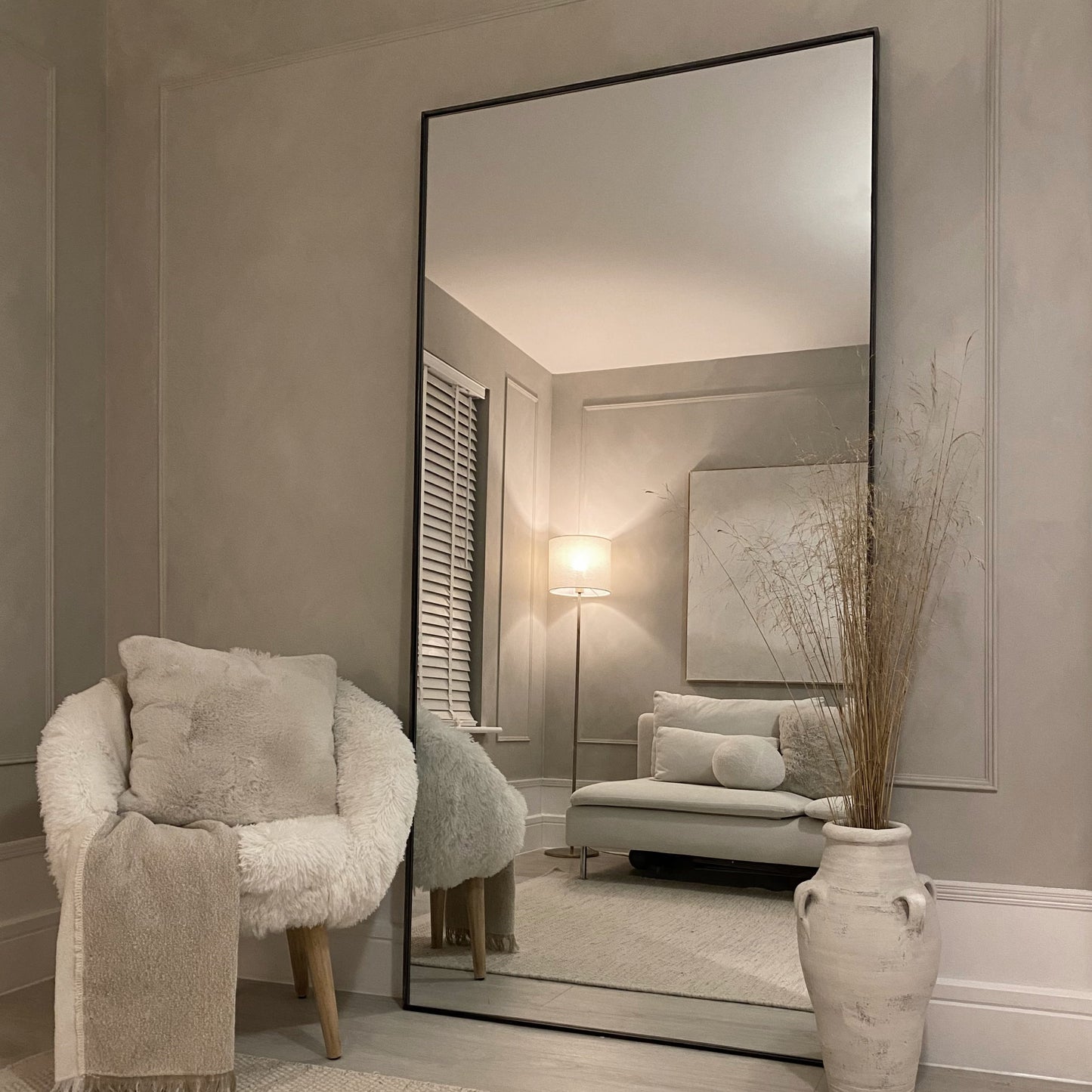 Xavril – Espejo grande de metal negro de cuerpo entero, 200 cm x 100 cm